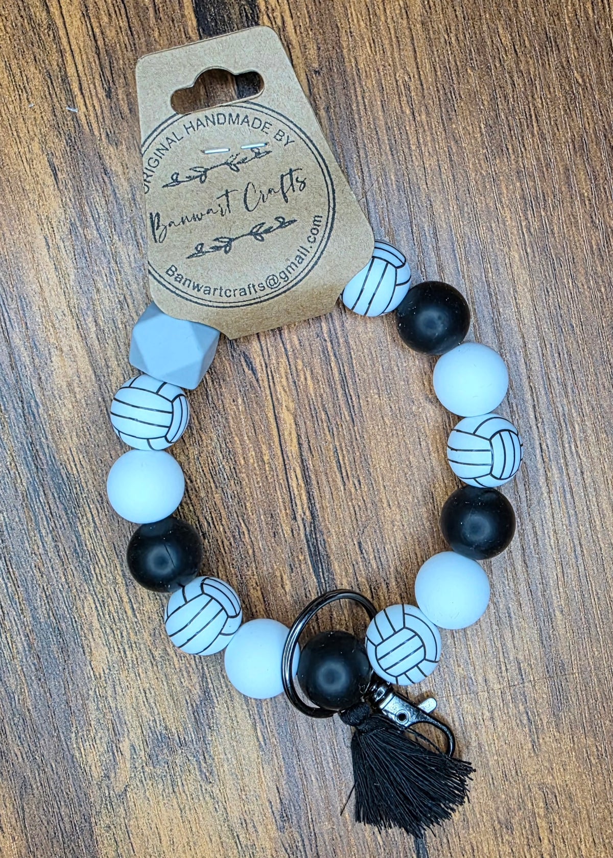 Black White Volleyball Wristlet