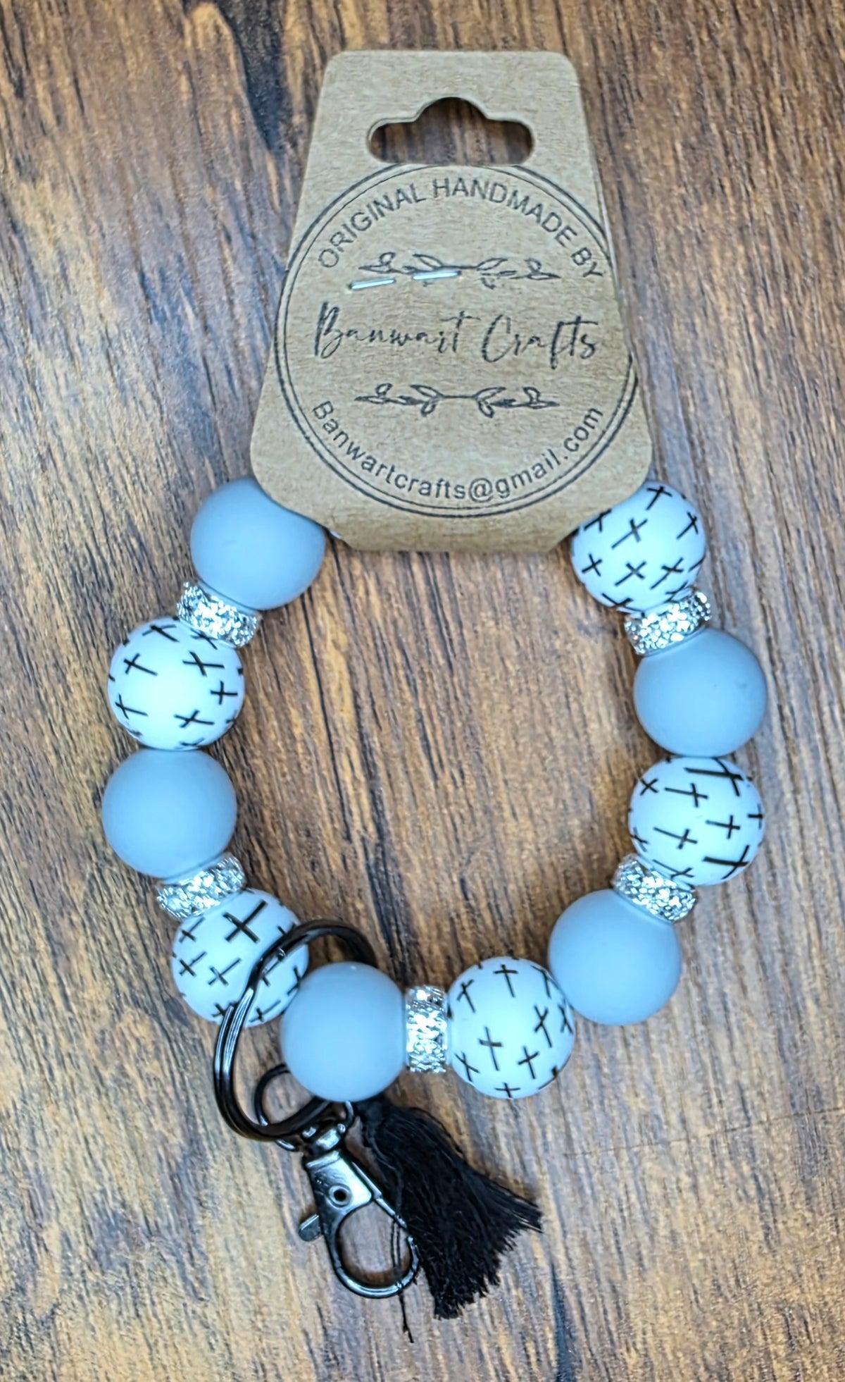 Cross, Gray, & Sparkles Wristlet