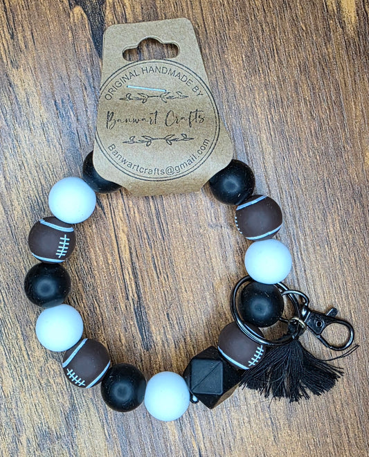 Black, white & Football Wristlet