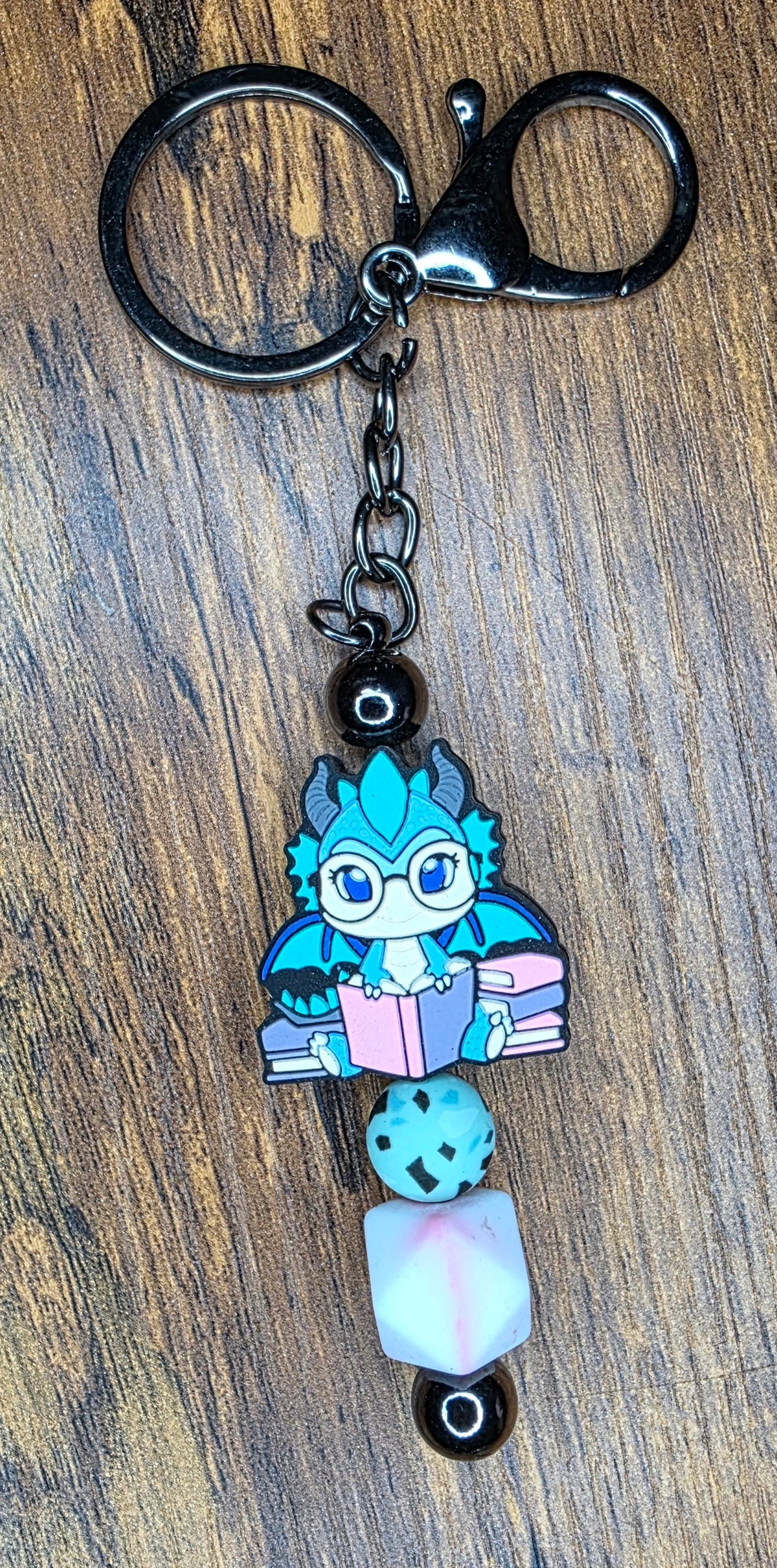 Reading dragon bar keychain
