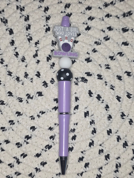 Girl who loves bowling pen
