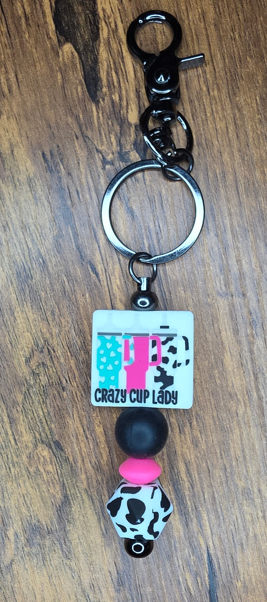 Crazy cup lady bar keychain