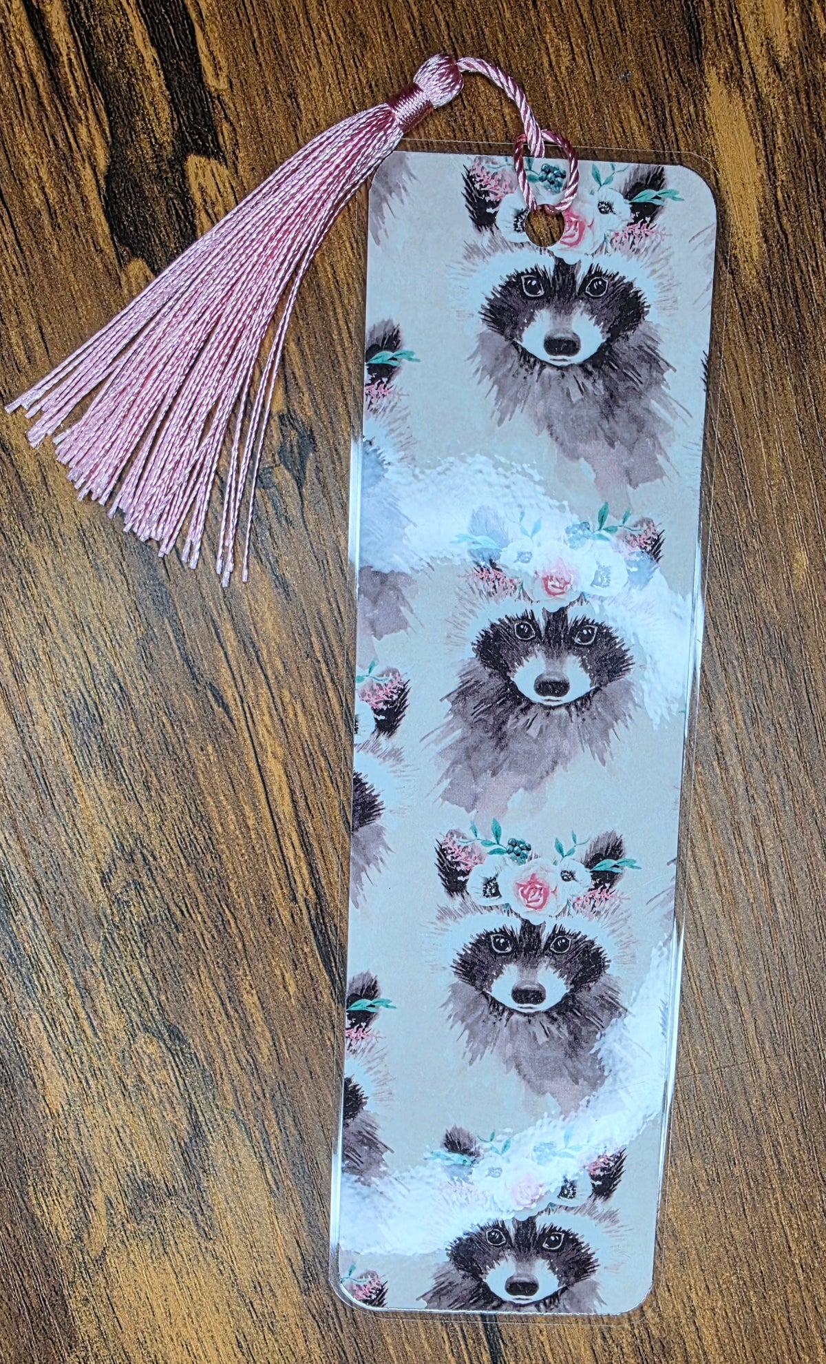 Flower raccoon bookmark
