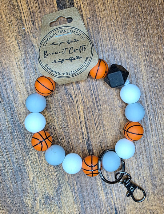 White gray basketball Wristlet