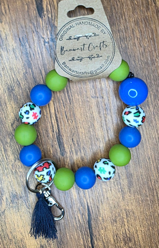 Autism Green & Blue wristlet