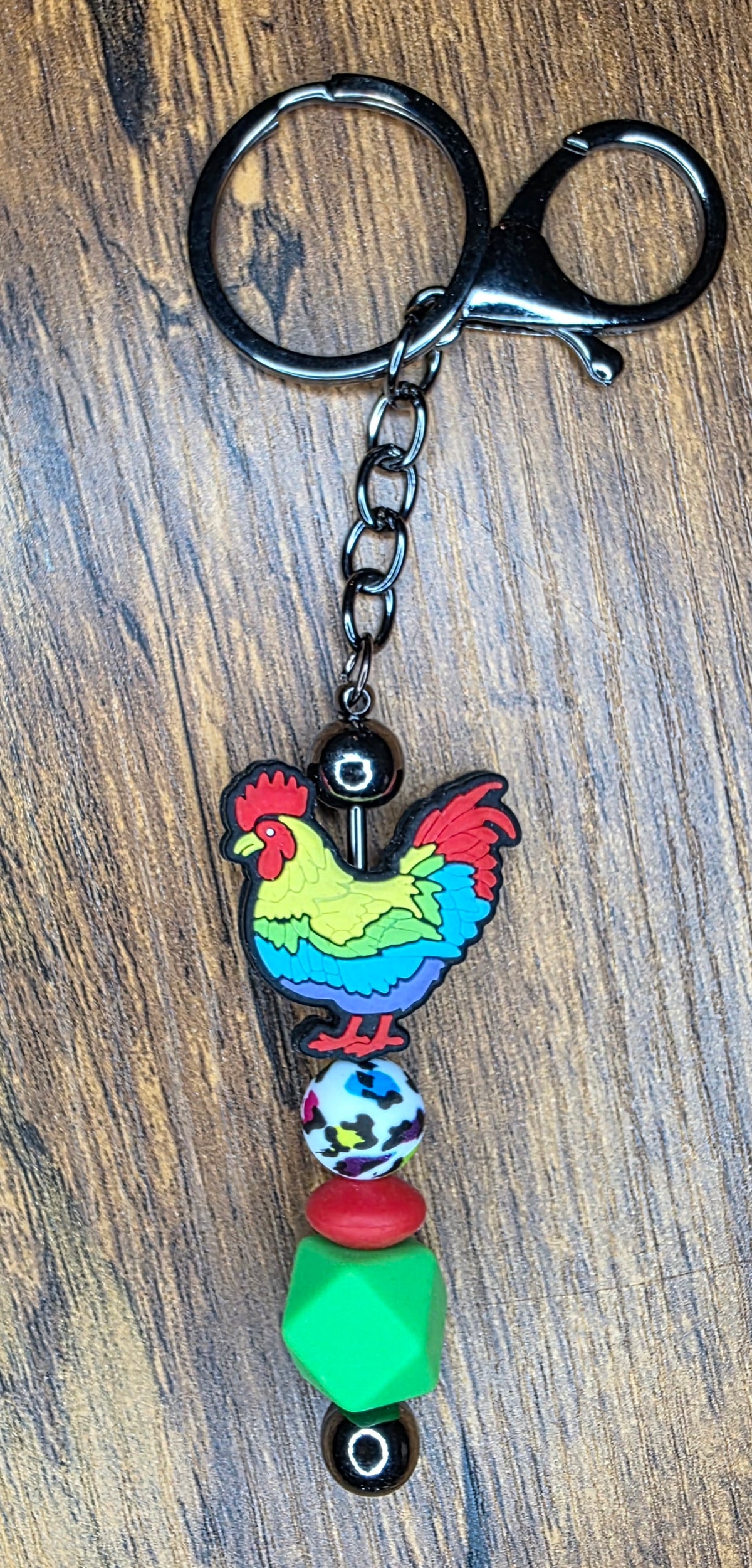 Rainbow chicken bar keychain