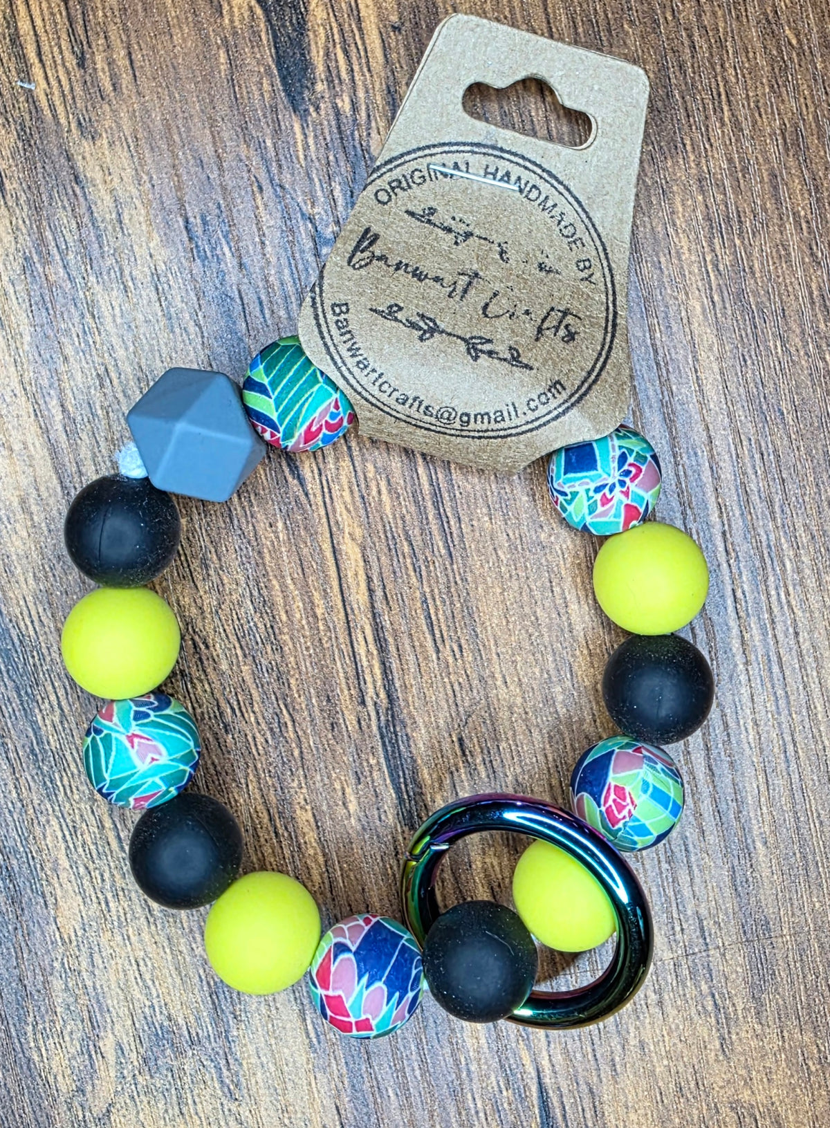 Multi color yellow & black wristlet
