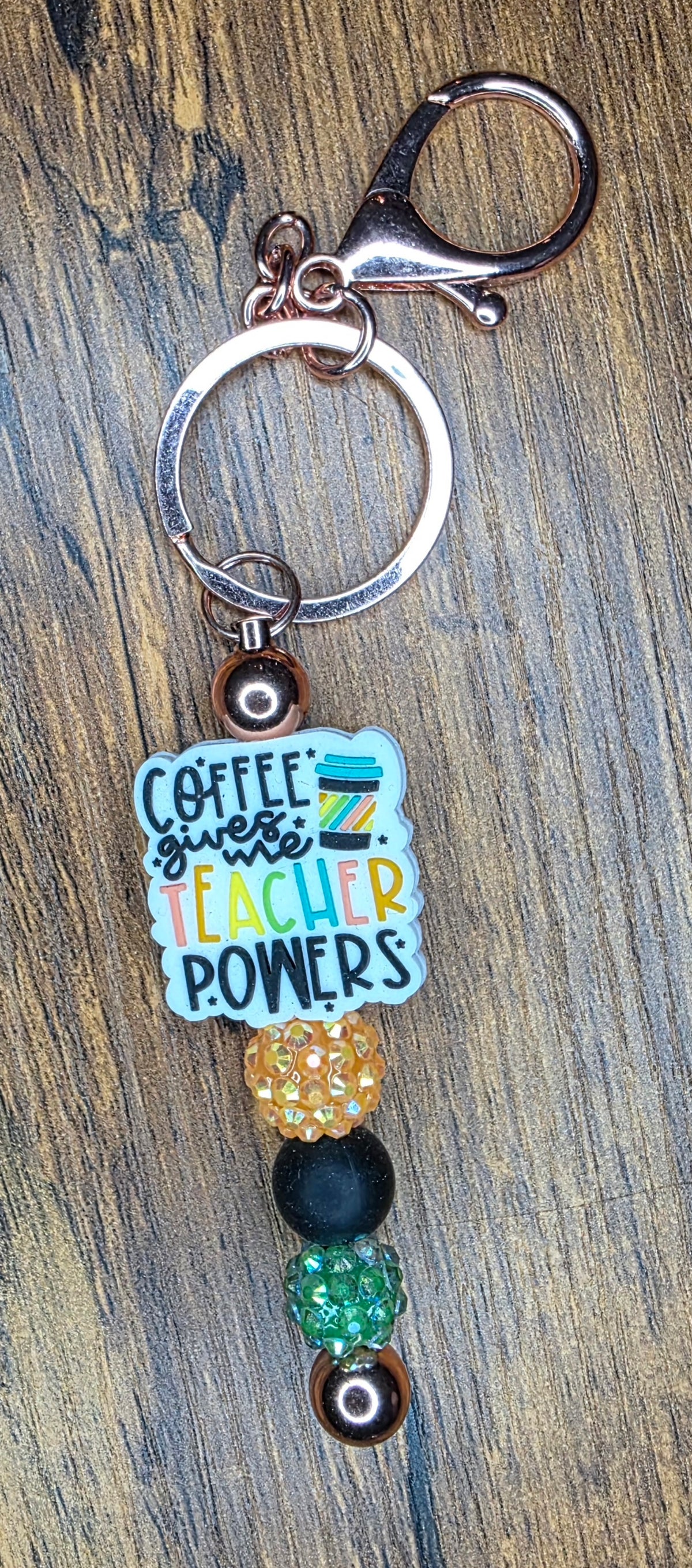 Coffee gives me teacher powers bar keychain